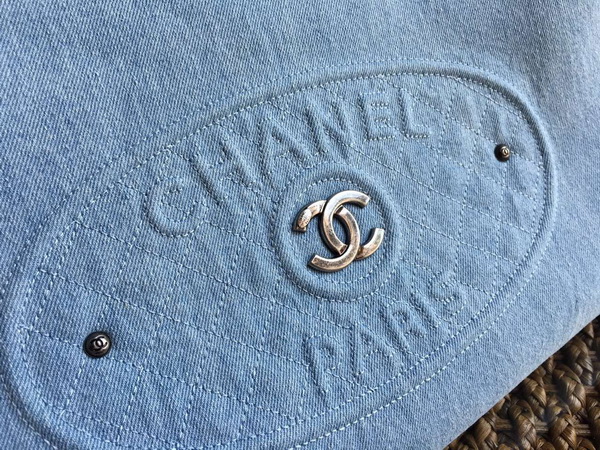 Chanel Large Shopping Bag Light Blue Denim Fabric for Sale