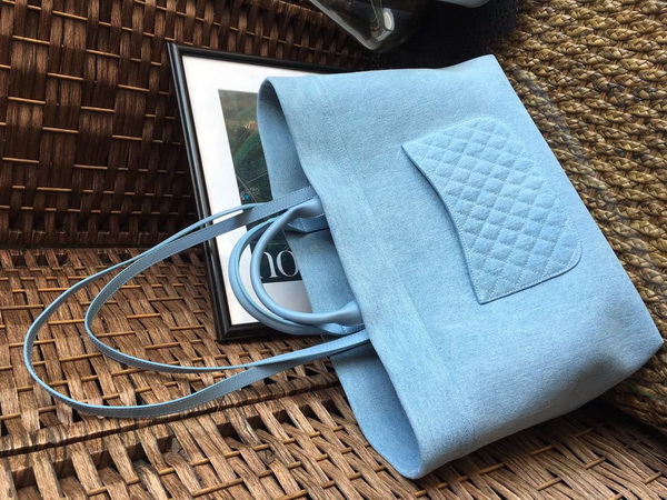 Chanel Large Shopping Bag Light Blue Denim Fabric for Sale