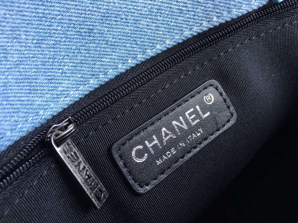 Chanel Large Shopping Bag Light Blue Denim Fabric for Sale