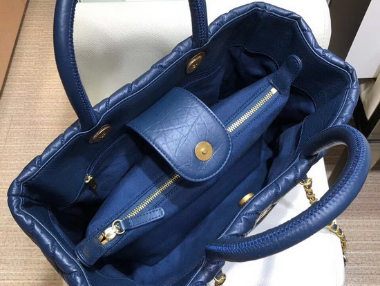 Chanel Large Shopping Bag Navy Blue Aged Calfskin Gold Tone Metal A57974