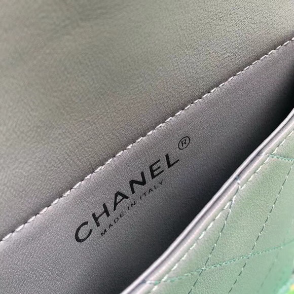 Chanel Large Shopping Bag PVC Lambskin and Silver Tone Metal Green and Pink