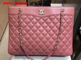 Chanel Large Shopping Bag Pink Lambskin Gold Tone Metal Replica