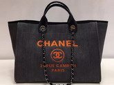 Chanel Large Shopping Bag Toile Sequins Charcoal For Sale