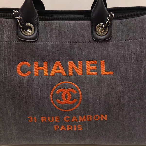 Chanel Large Shopping Bag Toile Sequins Charcoal For Sale