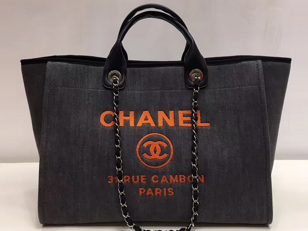 Chanel Large Shopping Bag Toile Sequins Charcoal For Sale