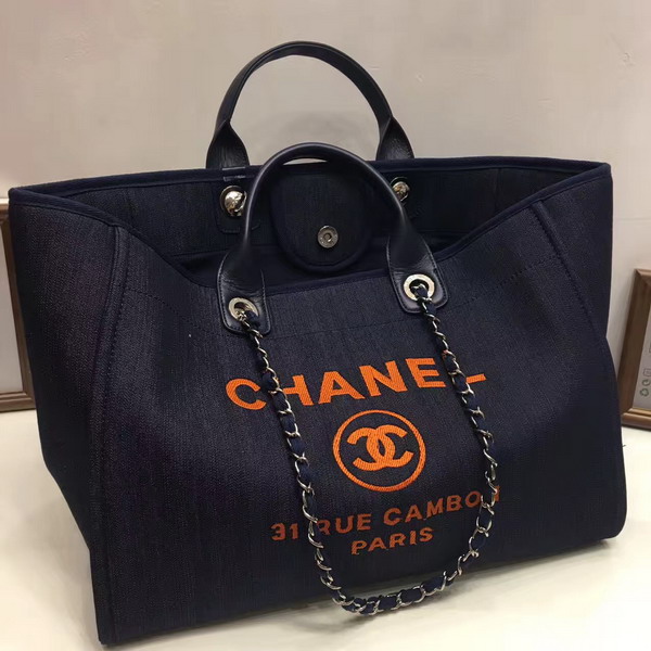 Chanel Large Shopping Bag Toile Sequins Silver Tone Metal Black For Sale