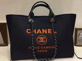 Chanel Large Shopping Bag Toile Sequins Silver Tone Metal Black For Sale