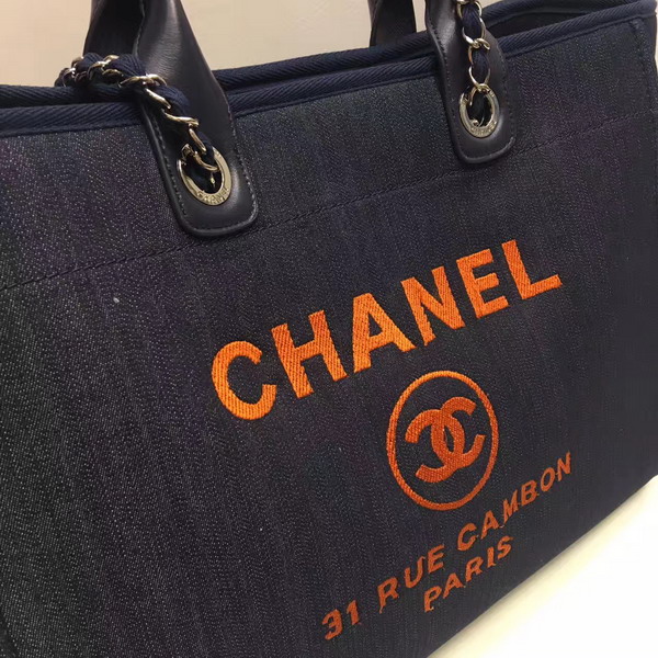 Chanel Large Shopping Bag Toile Sequins Silver Tone Metal Black For Sale