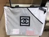 Chanel Large Shopping Bag White Mesh Fabric and PVC