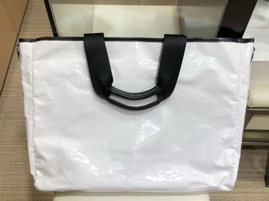 Chanel Large Shopping Bag White Mesh Fabric and PVC