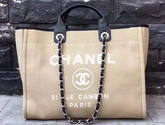 Chanel Large Shopping Bag in Beige Printed Fabric