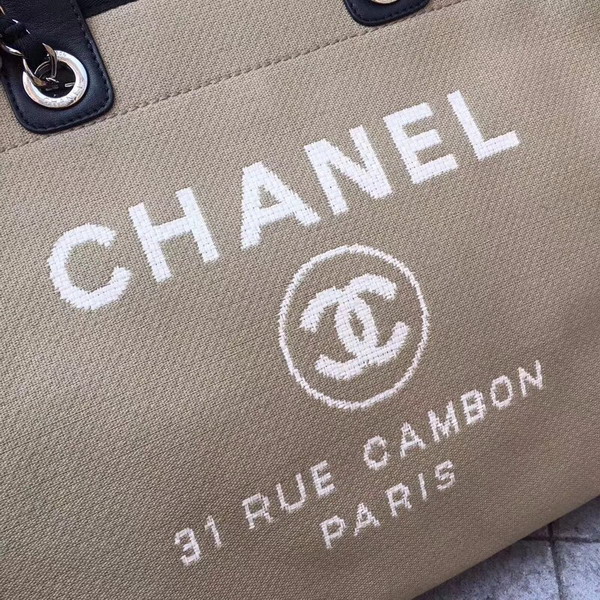 Chanel Large Shopping Bag in Beige Printed Fabric