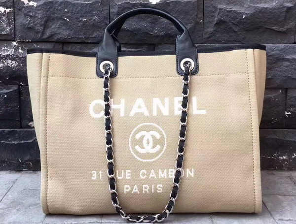 Chanel Large Shopping Bag in Beige Printed Fabric