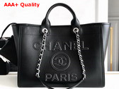 Chanel Large Shopping Bag in Black Calfskin Silver Tone Metal A66941 Replica