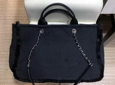 Chanel Large Shopping Bag in Black Mixed Fibers and Goatskin A57167