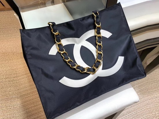 Chanel Large Shopping Bag in Black Nylon