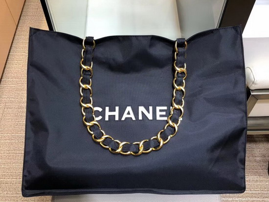 Chanel Large Shopping Bag in Black Nylon