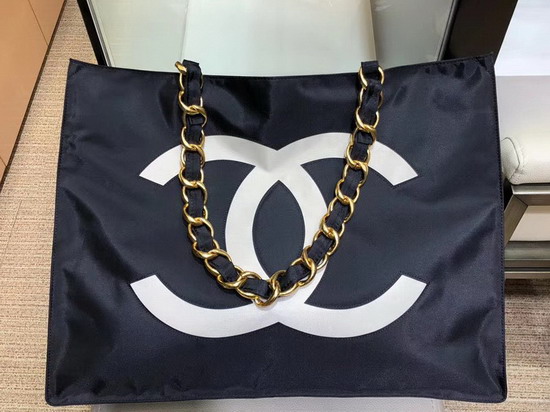 Chanel Large Shopping Bag in Black Nylon