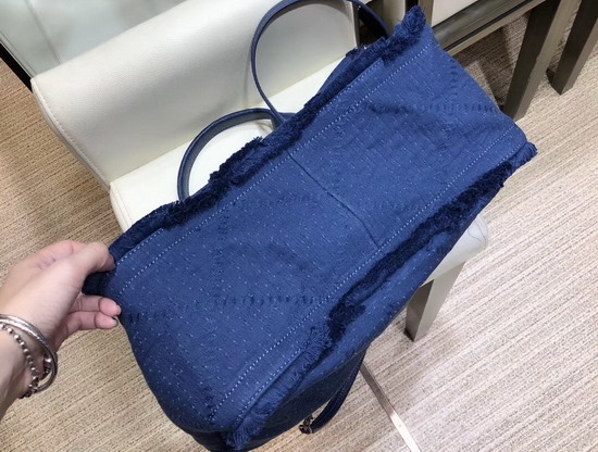 Chanel Large Shopping Bag in Blue Mixed Fibers and Goatskin A57167