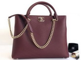 Chanel Large Shopping Bag in Burgundy Chevron Calfskin A57553