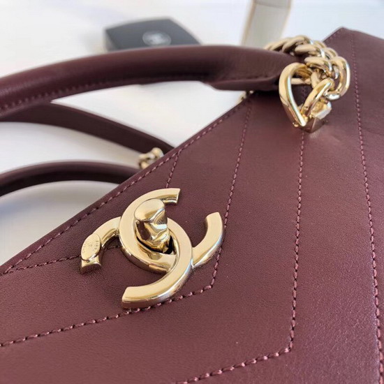 Chanel Large Shopping Bag in Burgundy Chevron Calfskin A57553