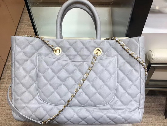 Chanel Large Shopping Bag in Elephant Grey Grained Calfskin