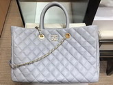 Chanel Large Shopping Bag in Elephant Grey Grained Calfskin