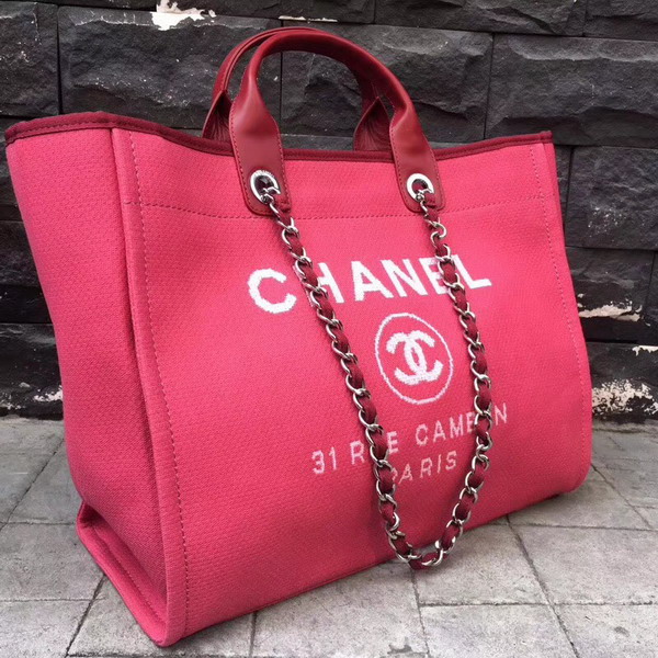 Chanel Large Shopping Bag in Fuchsia Printed Fabric