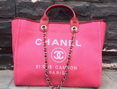 Chanel Large Shopping Bag in Fuchsia Printed Fabric