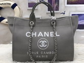 Chanel Large Shopping Bag in Grey Canvas