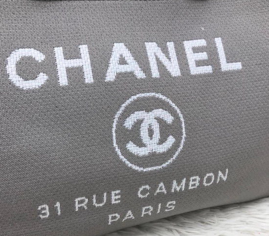 Chanel Large Shopping Bag in Grey Canvas