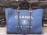 Chanel Large Shopping Bag in Light Blue Printed Fabric