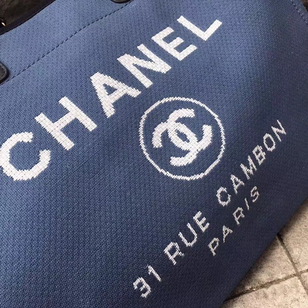 Chanel Large Shopping Bag in Light Blue Printed Fabric