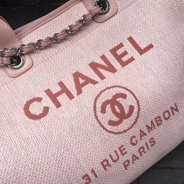 Chanel Large Shopping Bag in Light Pink Printed Fabric