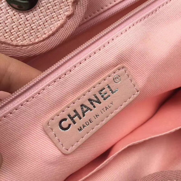 Chanel Large Shopping Bag in Light Pink Printed Fabric