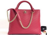 Chanel Large Shopping Bag in Red Chevron Calfskin A57553