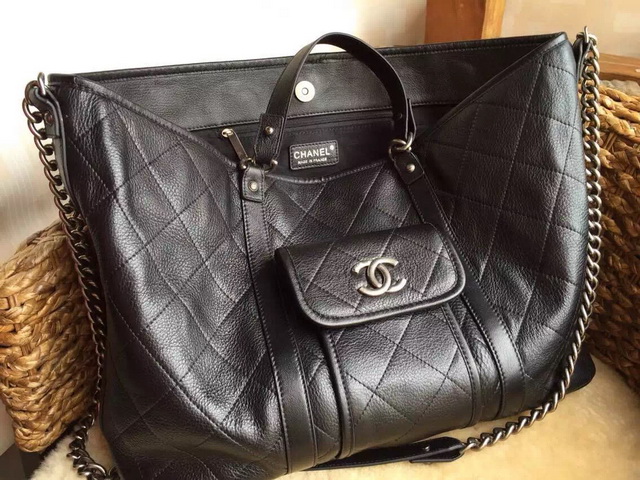 Chanel Large Shopping Tote Black Calfskin for Sale