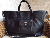 Chanel Large Shopping Tote Black Calfskin for Sale