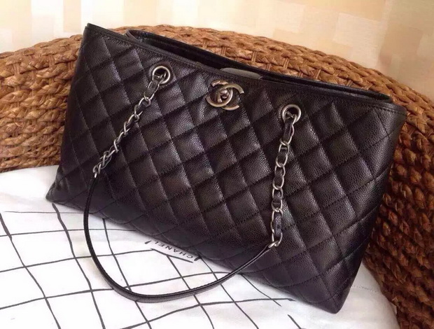 Chanel Large Shopping Tote in Black Caviar Leather for Sale