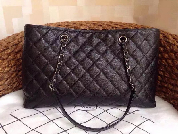 Chanel Large Shopping Tote in Black Caviar Leather for Sale