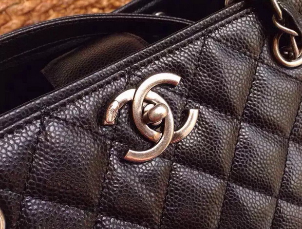 Chanel Large Shopping Tote in Black Caviar Leather for Sale