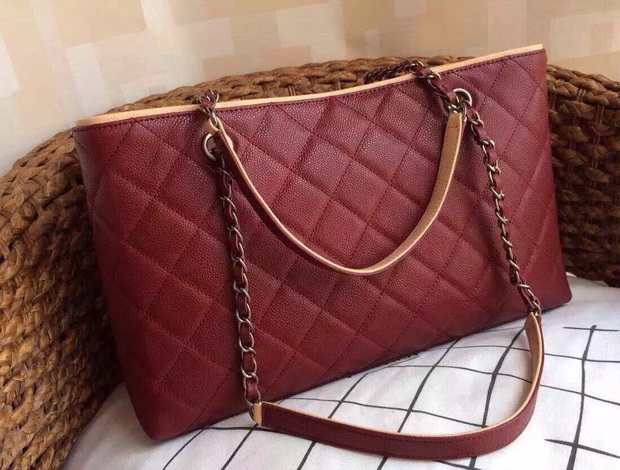 Chanel Large Shopping Tote in Red Caviar Leather for Sale