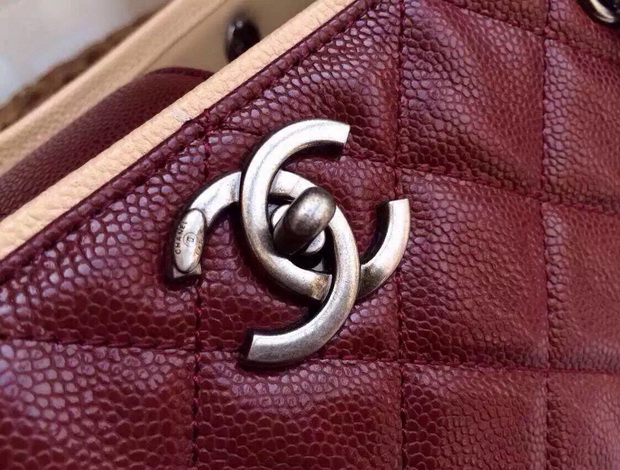 Chanel Large Shopping Tote in Red Caviar Leather for Sale