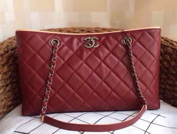 Chanel Large Shopping Tote in Red Caviar Leather for Sale