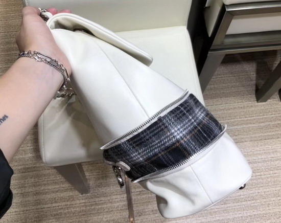 Chanel Large Shoulder Bag in Beige Calf Leather and Wool