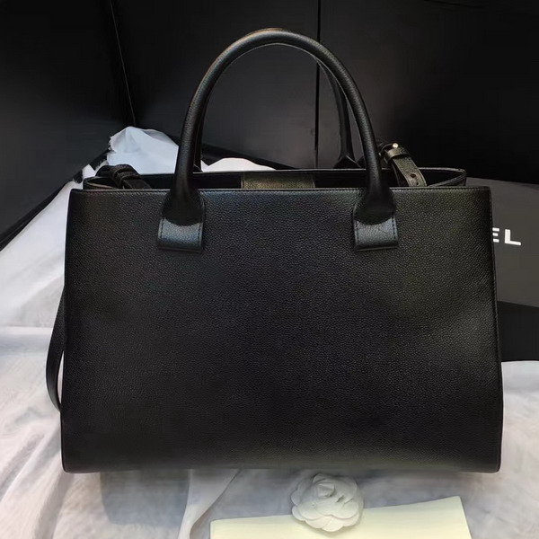 Chanel Large Tote Black Grained Calfskin Silver Metal for Sale