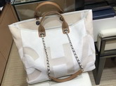 Chanel Large Tote in Beige Printed Fabric