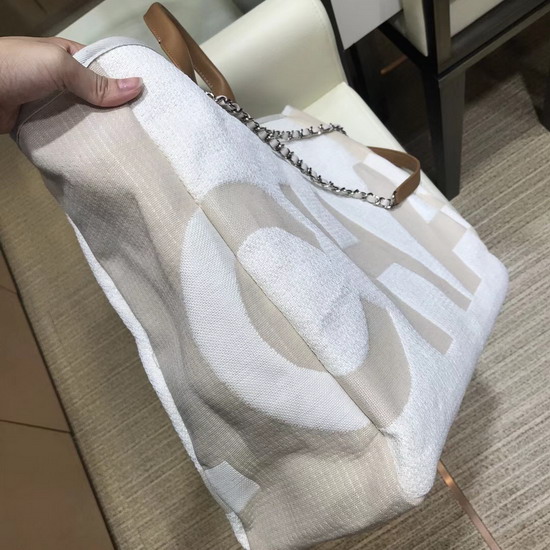 Chanel Large Tote in Beige Printed Fabric