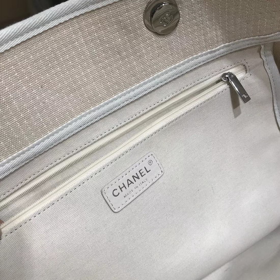 Chanel Large Tote in Beige Printed Fabric