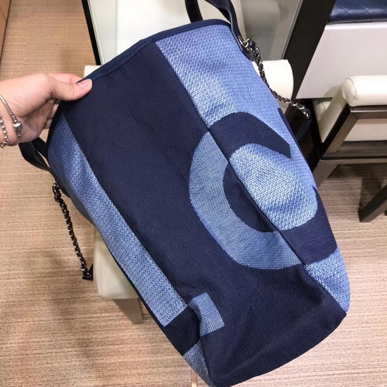 Chanel Large Tote in Blue Printed Fabric